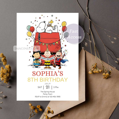 editable snoopy party template