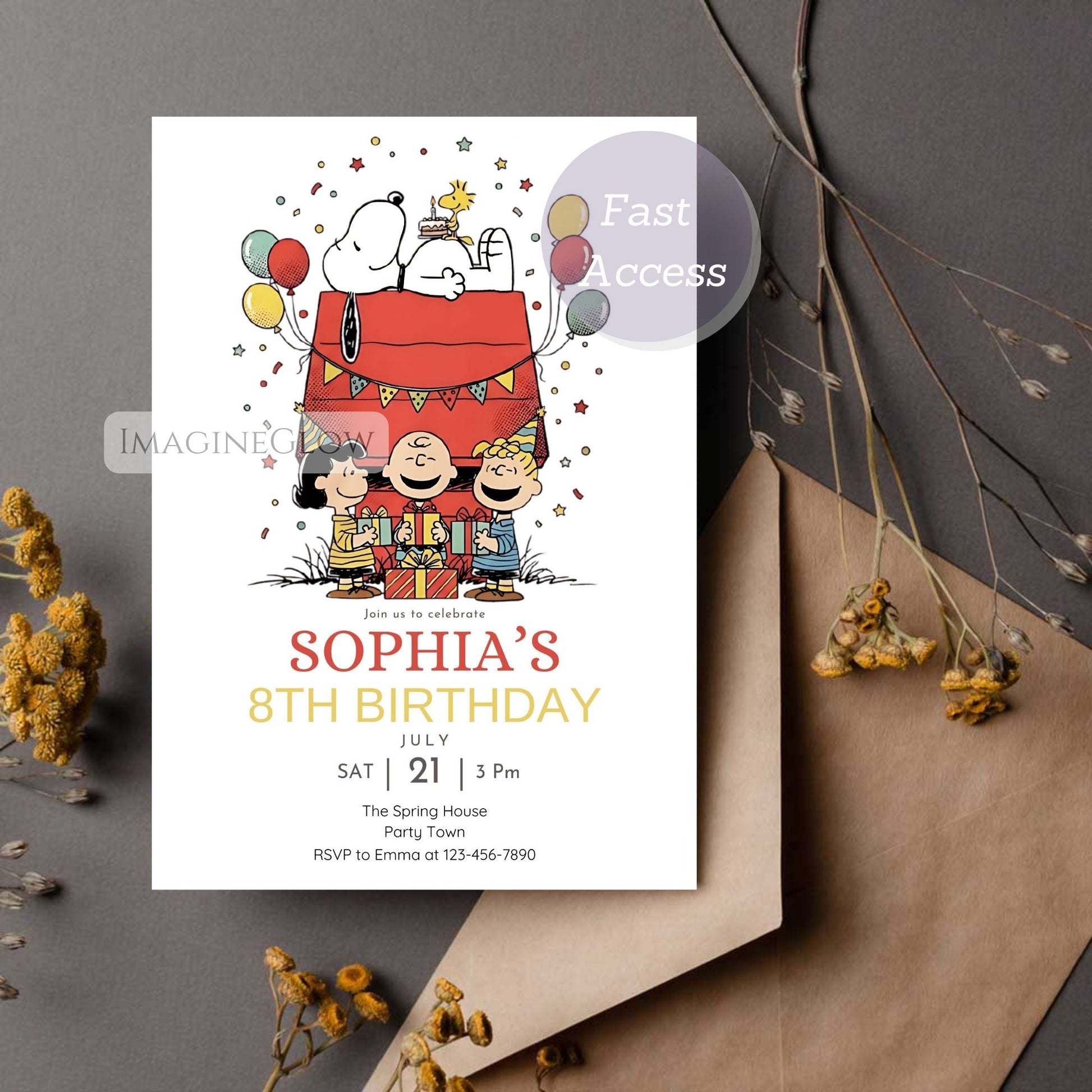 snoopy and woodstock birthday invitation template
