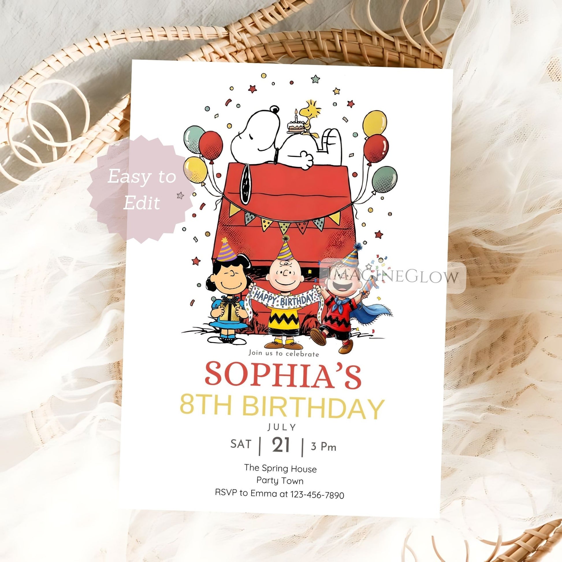 snoopy birthday invitation
peanuts party invite template
