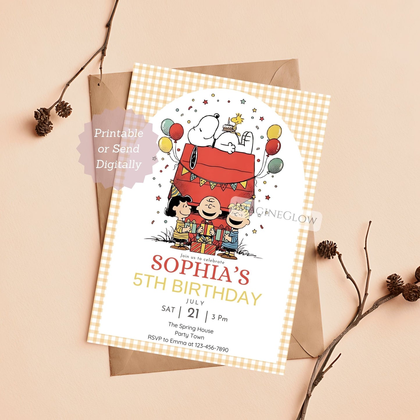 snoopy birthday invitation
