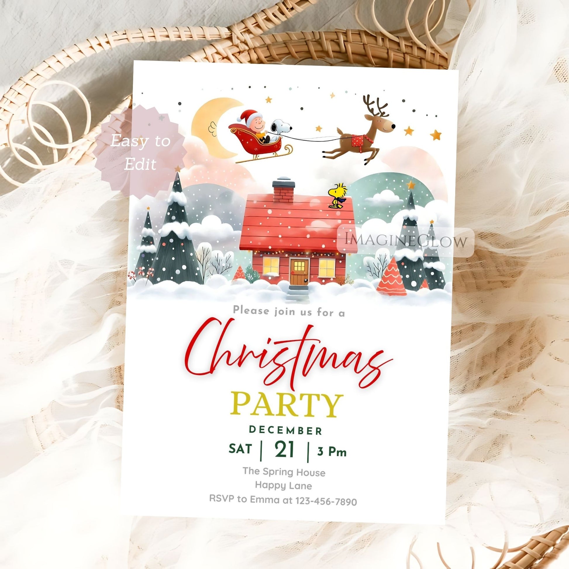 cute snoopy peanuts holiday invite