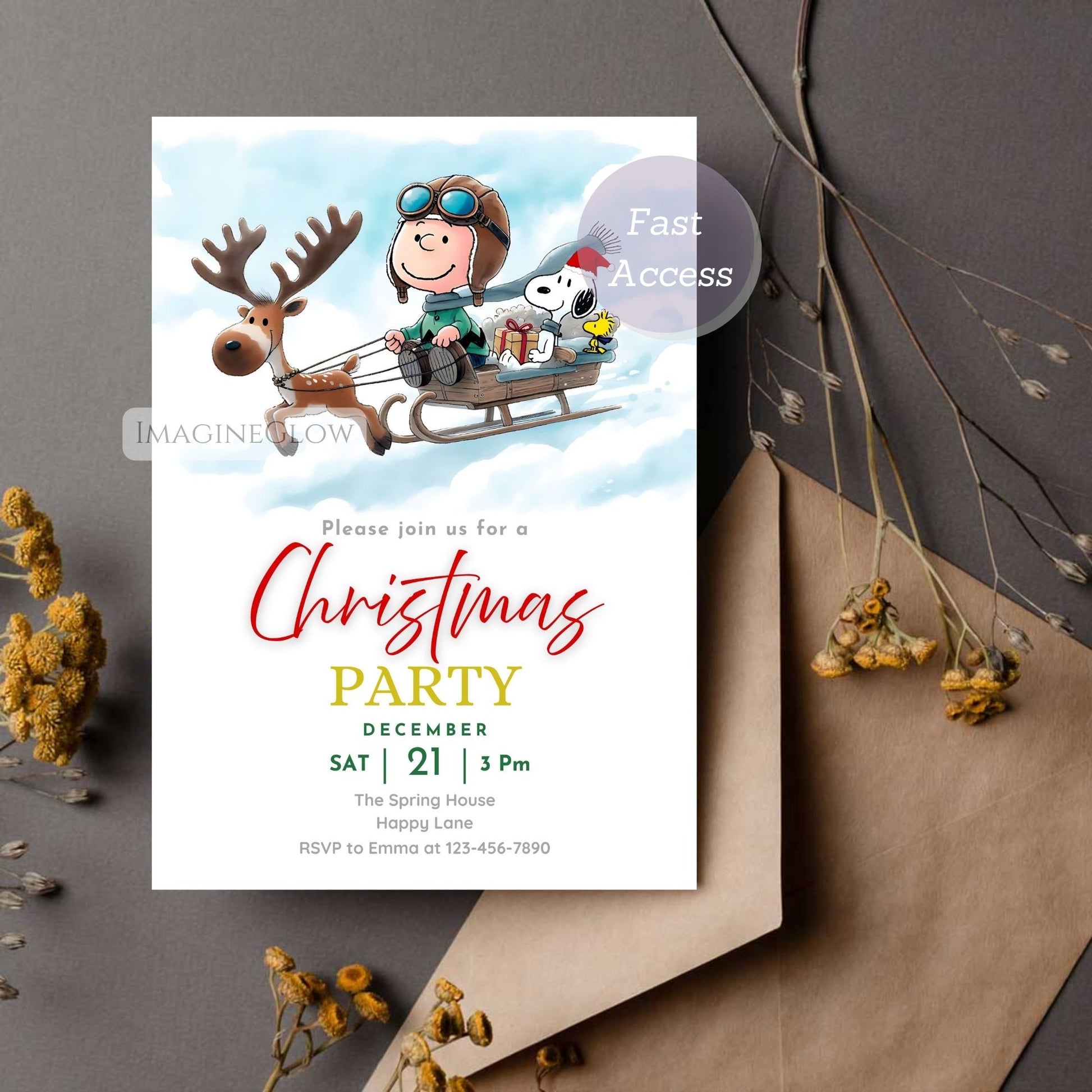 peanuts christmas party invite
