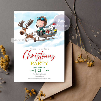 peanuts christmas party invite
