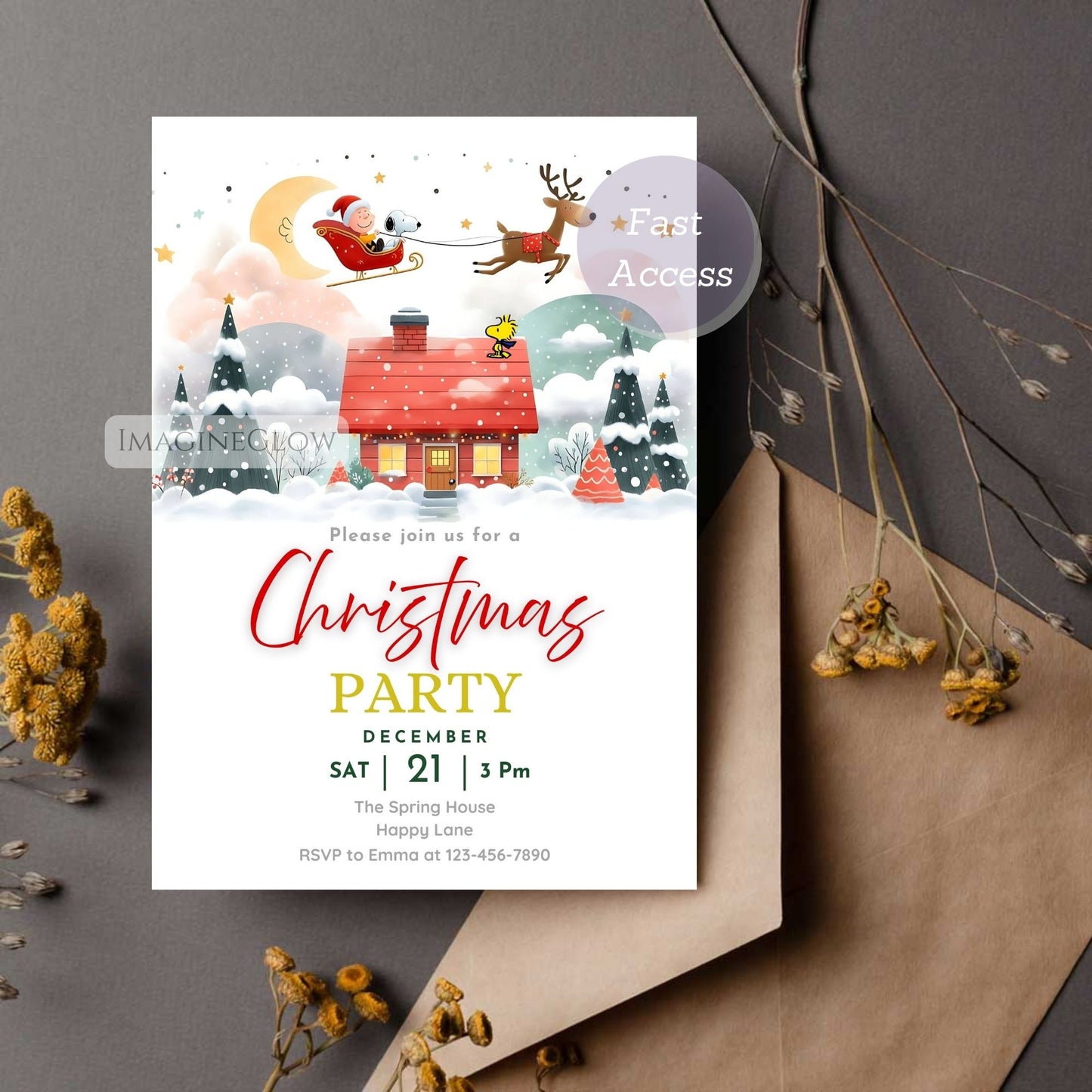 snoopy christmas party invitation
