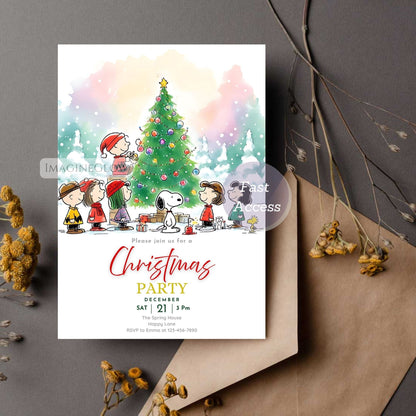 snoopy christmas card invitation
