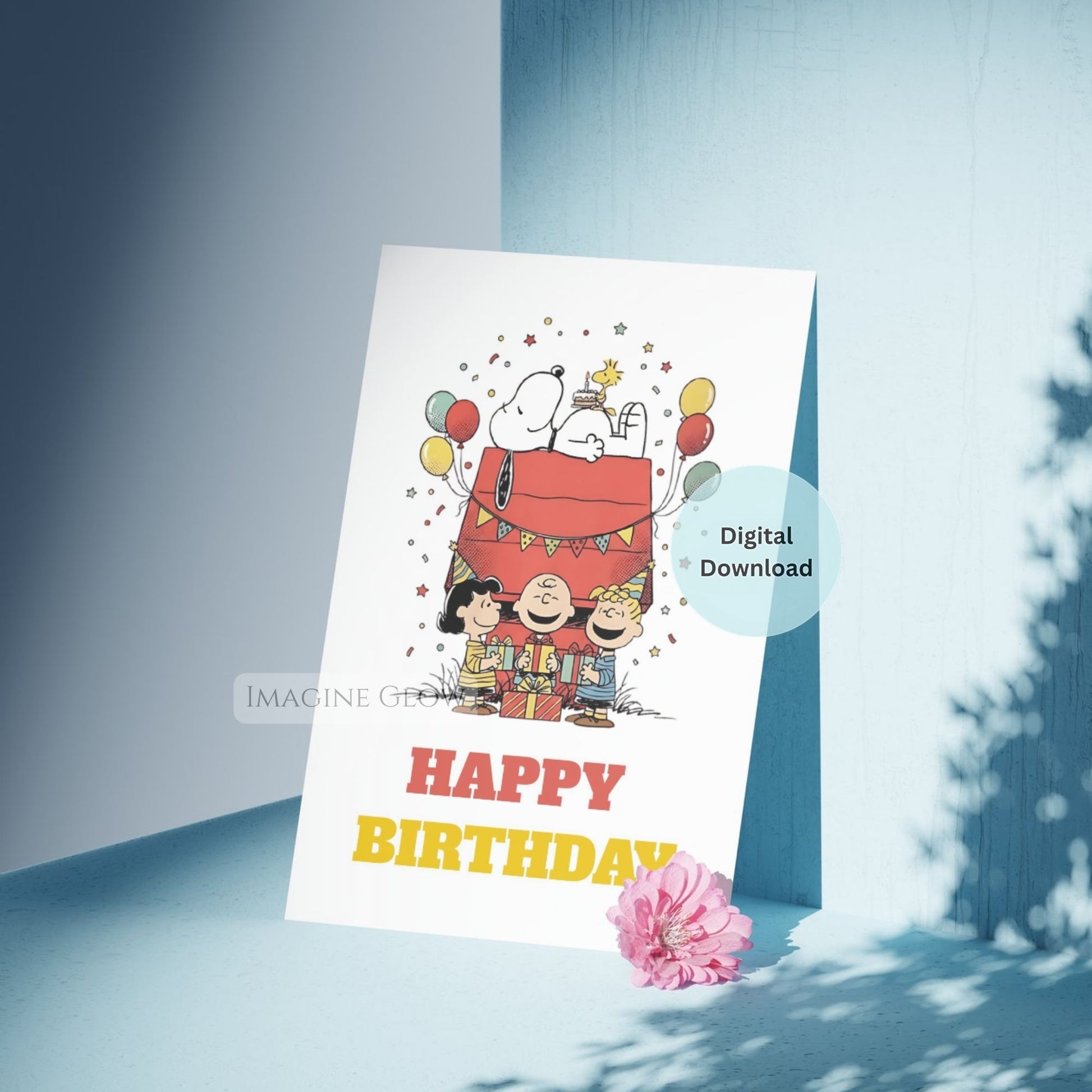 cute snoopy birthday card digital download
