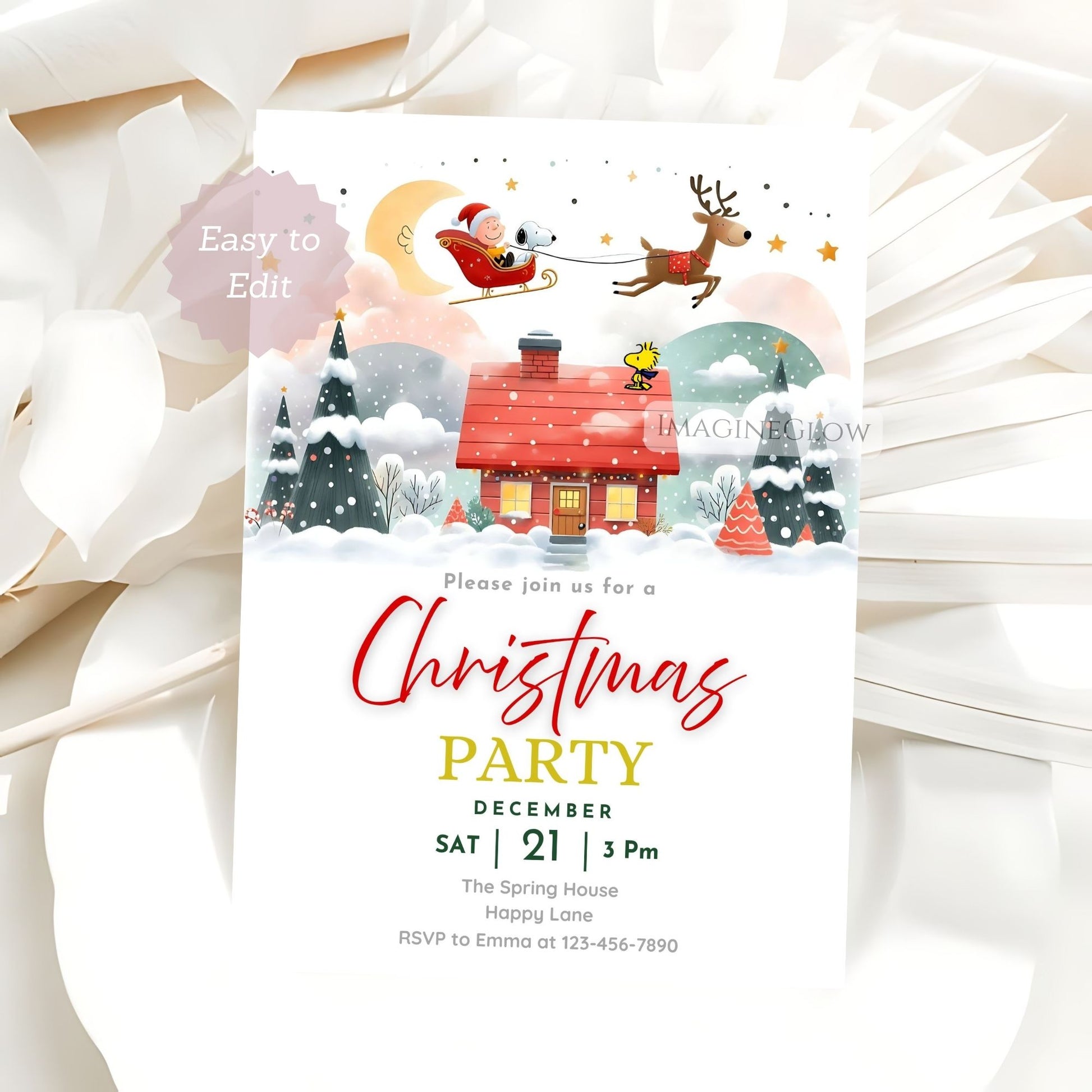 peanuts snoopy christmas invitation
