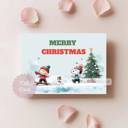 festive snoopy christmas card
snoopy holiday card ready to print
