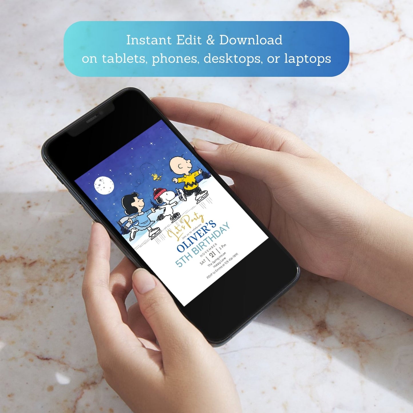 cute peanuts snoopy birthday invitation printable
snoopy ice skating winter birthday party card