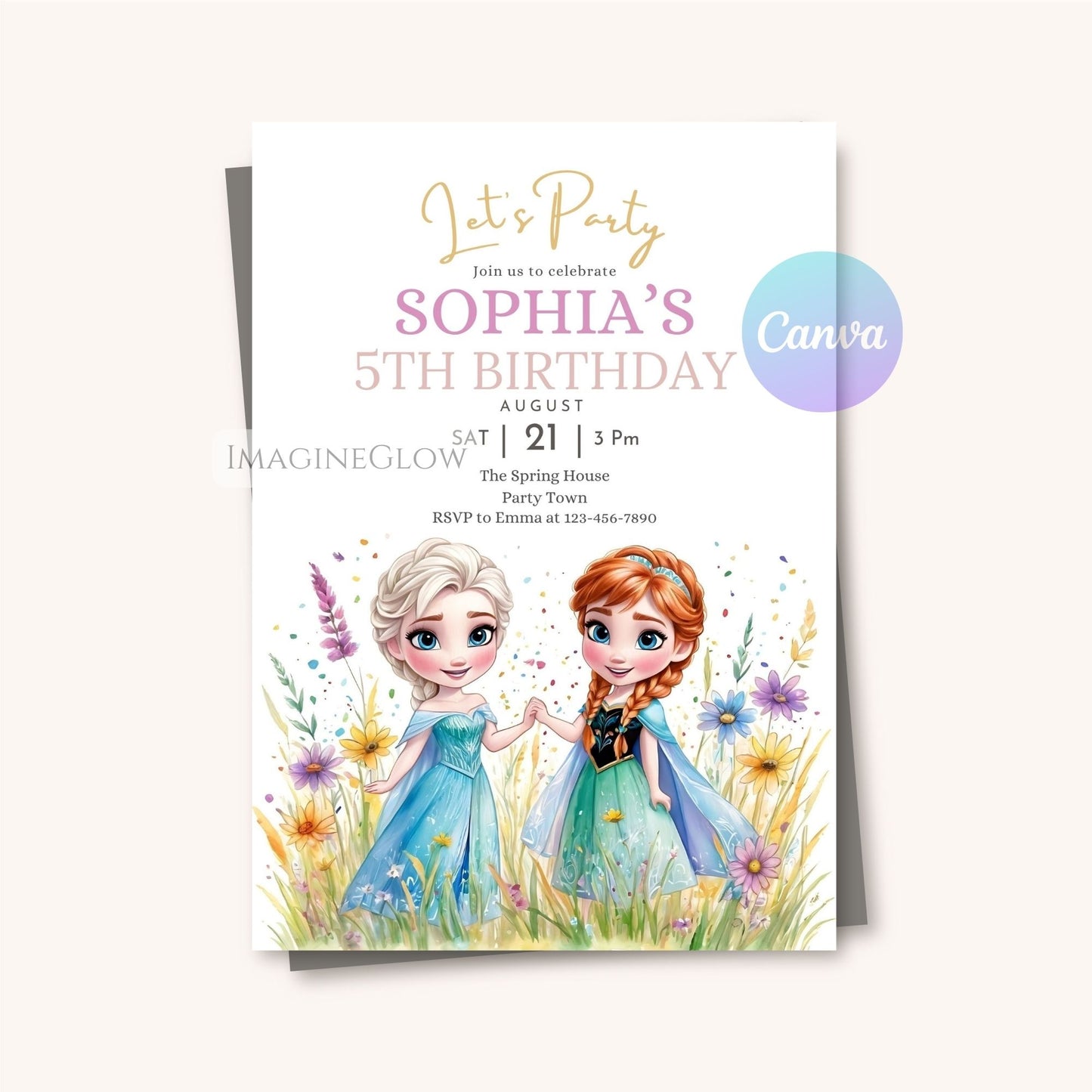 Frozen Elsa Anna Birthday Invitation – Wildflower Party Invite