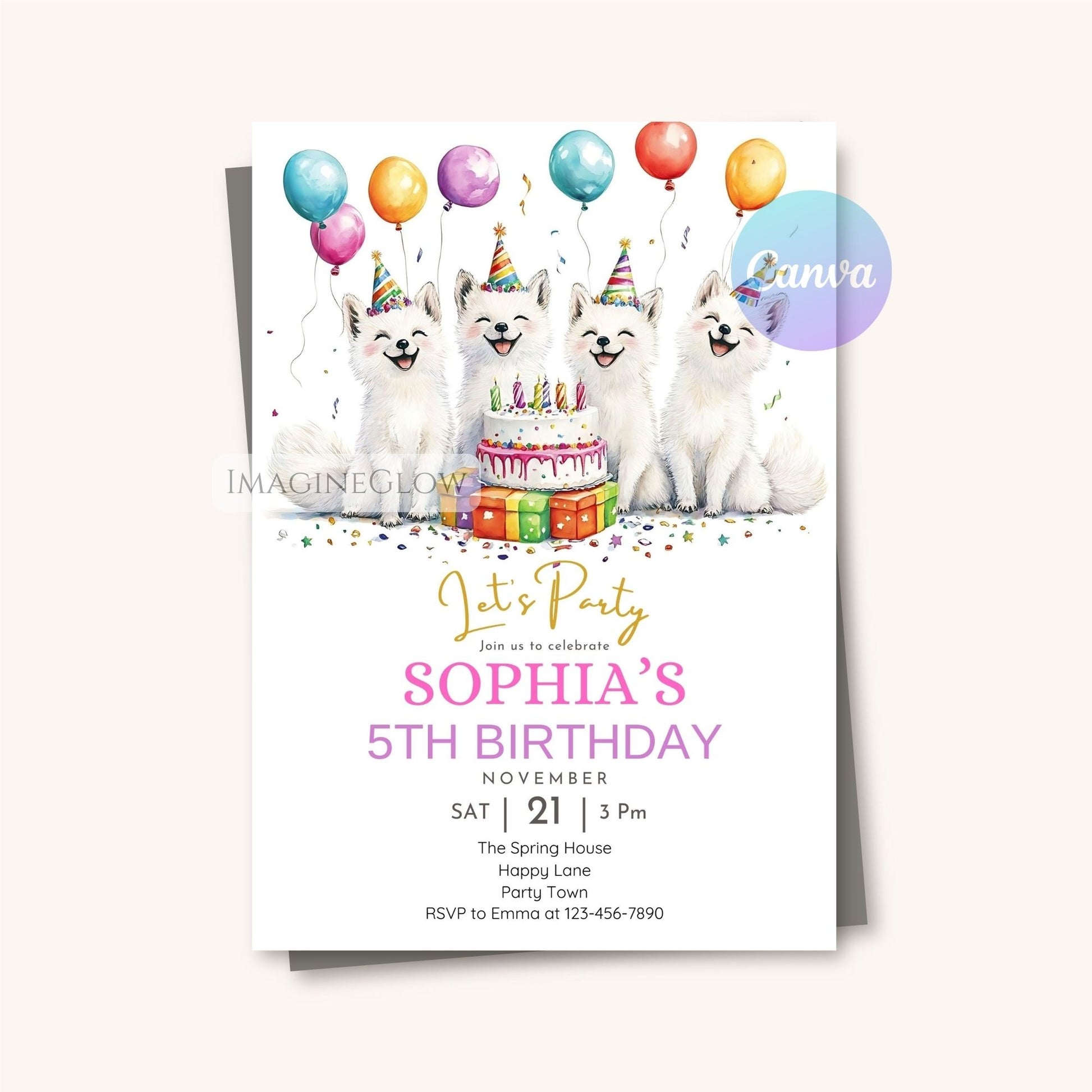Cute arctic fox birthday card
