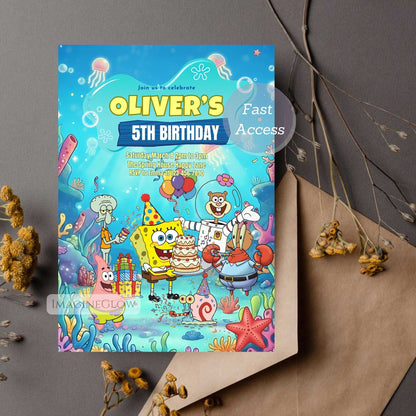 spongebob digital birthday invitation
