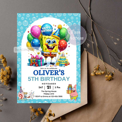 spongebob party invitation template
