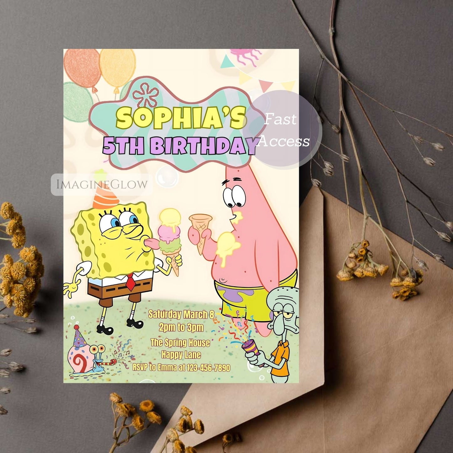 cartoon girl birthday invitation
