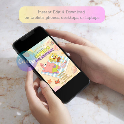 spongebob digital pool party invite
printable spongebob birthday invitation