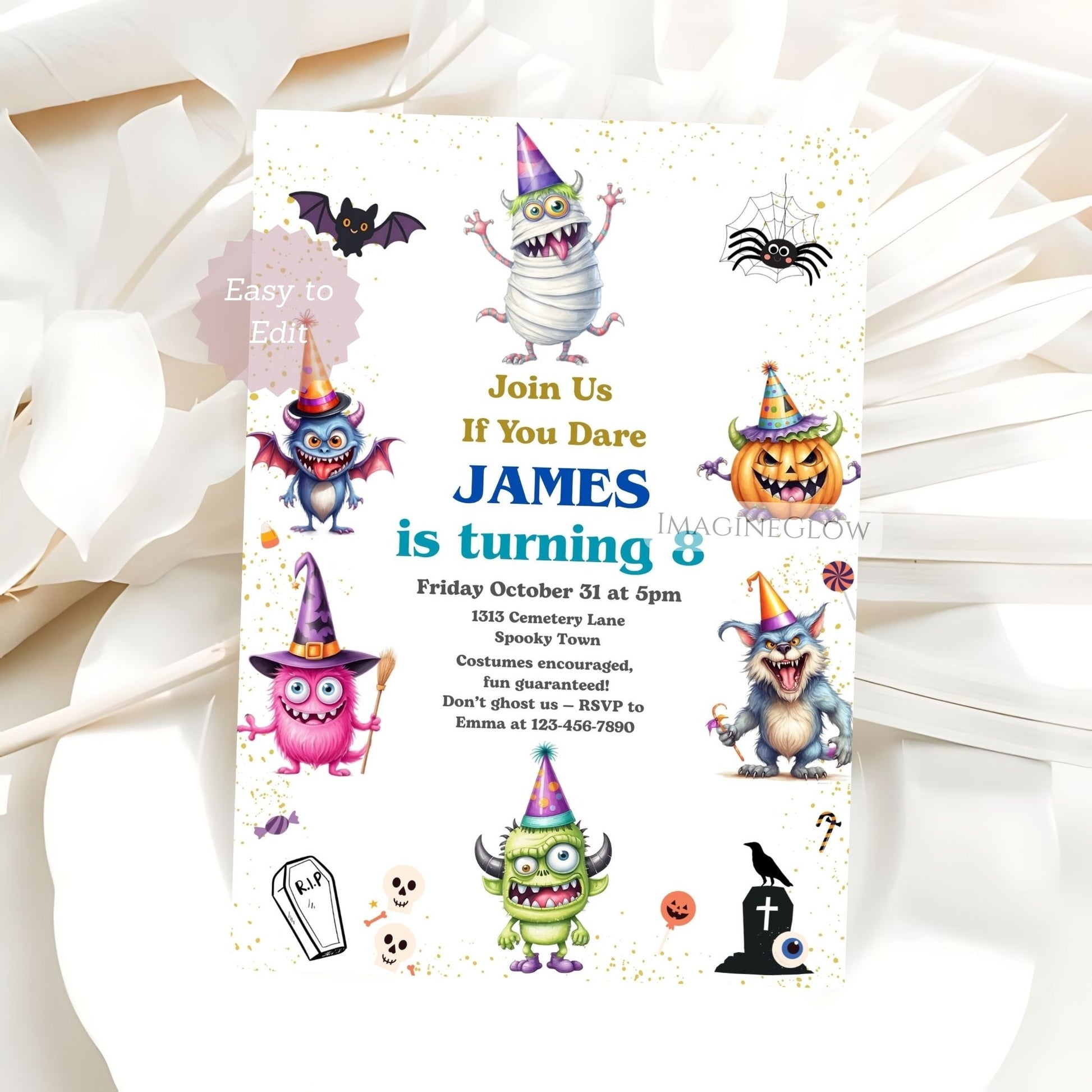 monster bash birthday invitation editable
halloween monster kids party invitation
