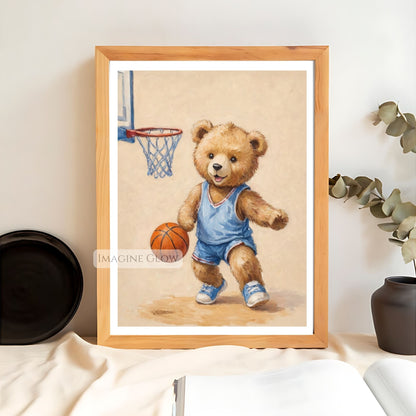 vintage bear basketball illustration
