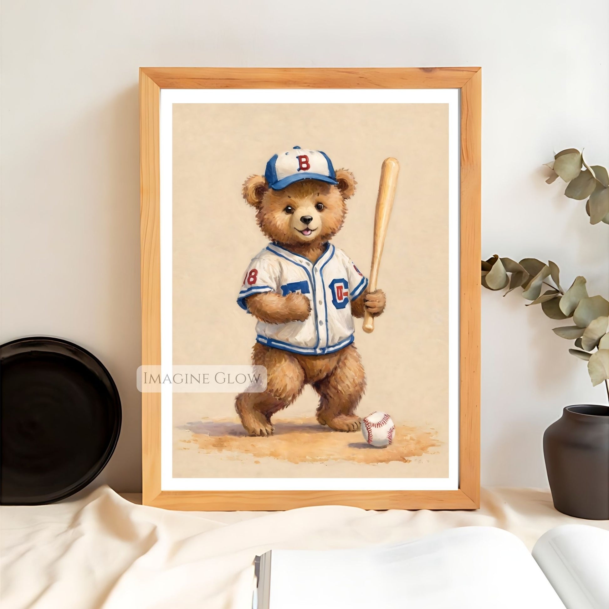 vintage bear baseball illustration

