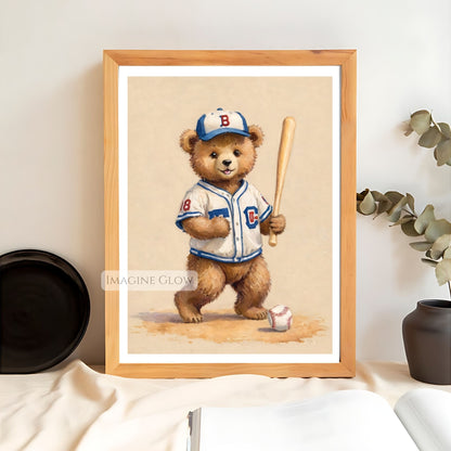 vintage bear baseball illustration
