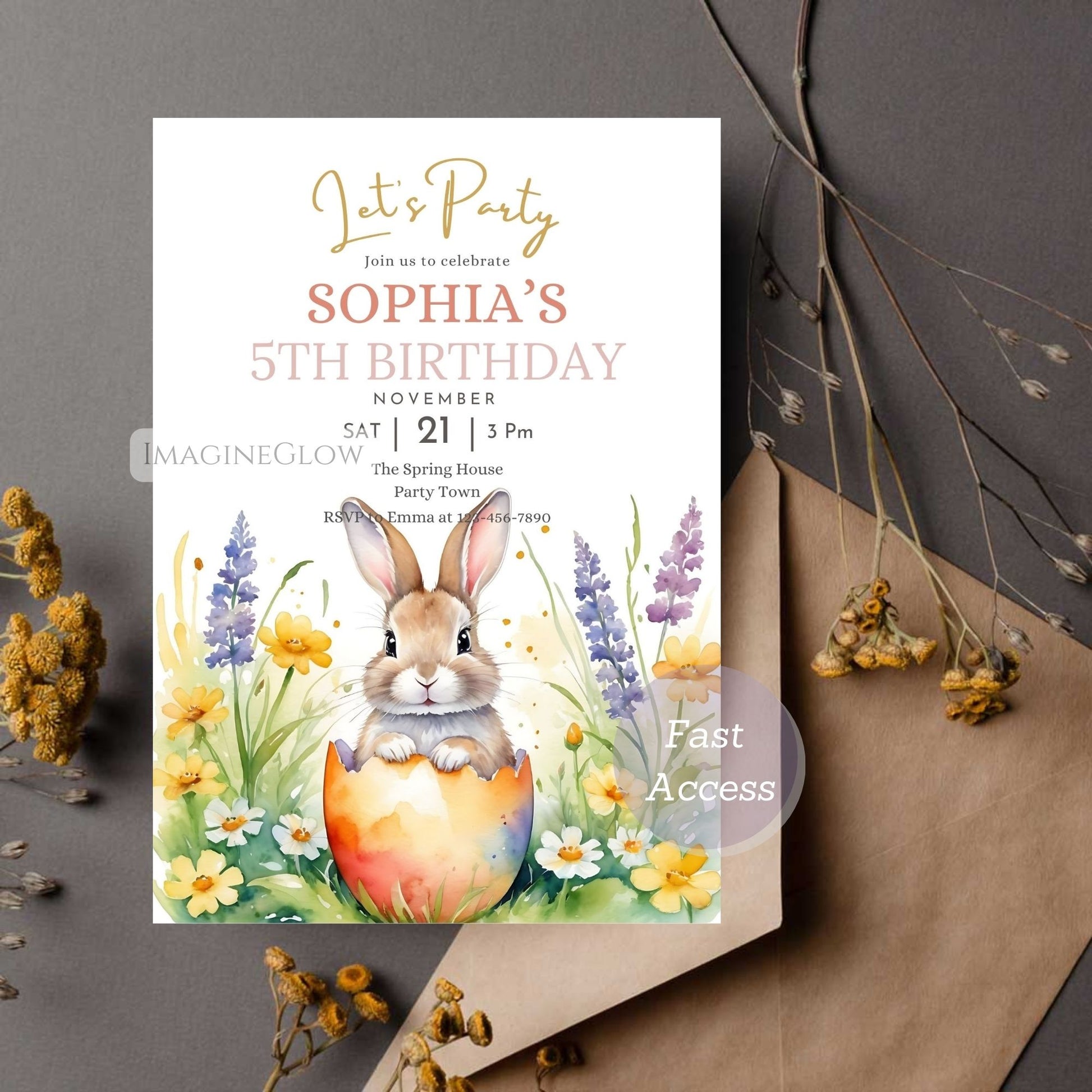 spring animal birthday invitation
