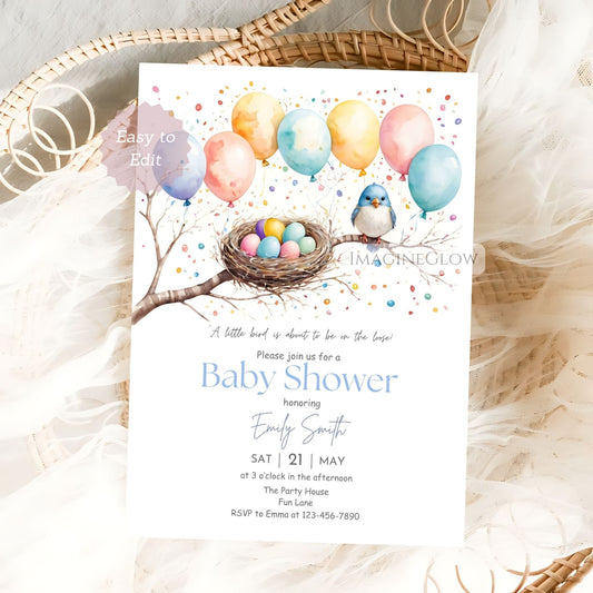 bird baby shower invitation
woodland bird baby shower invite


