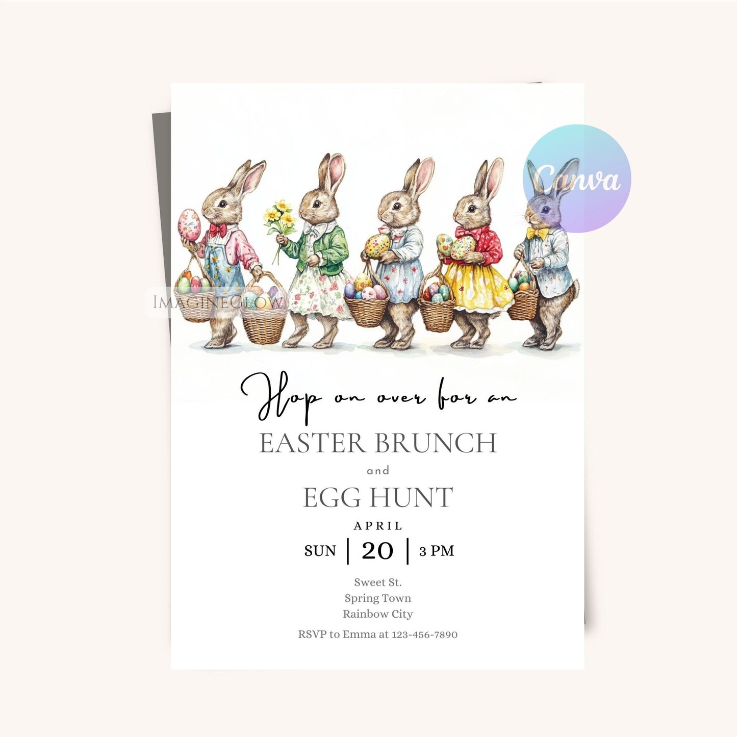 Classic Bunny Easter Invitation for Spring Celebrations
