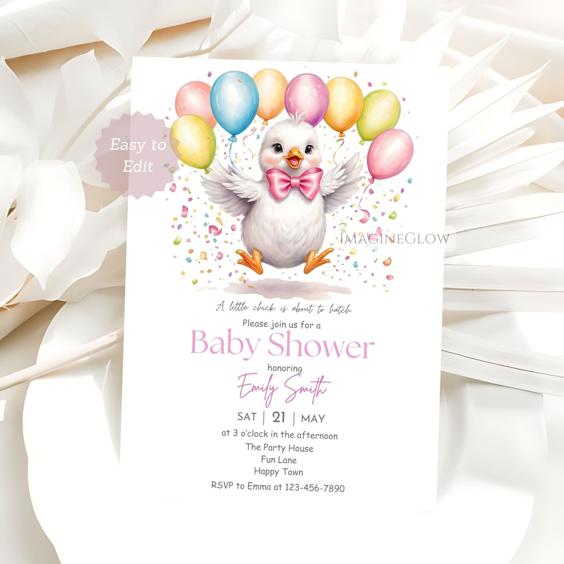 yellow chick baby shower invite
