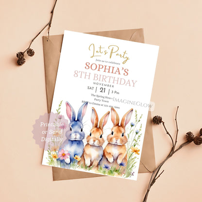 editable spring animal party invite
