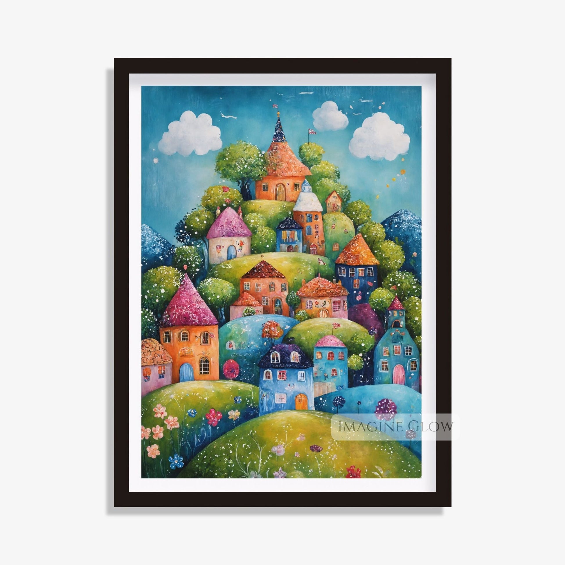 Playful Spring Village with Mountain Scenery
Spring Folk Art Village with Blossoming Flowers