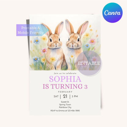 Nature-inspired Easter wildflower invitation card