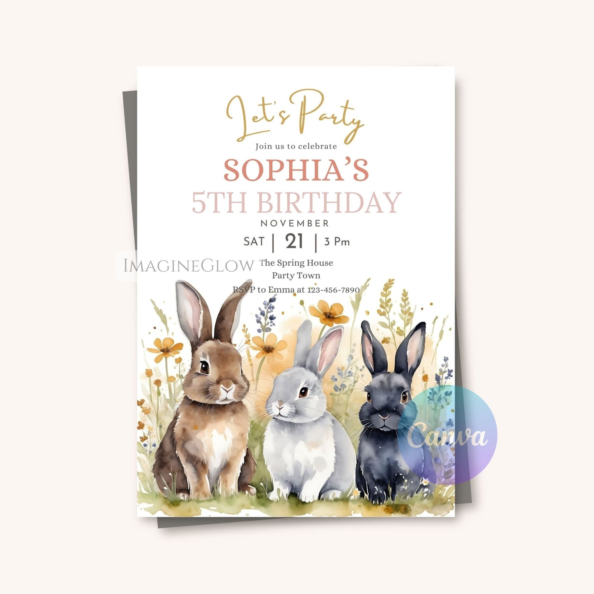 spring animal birthday party invite
