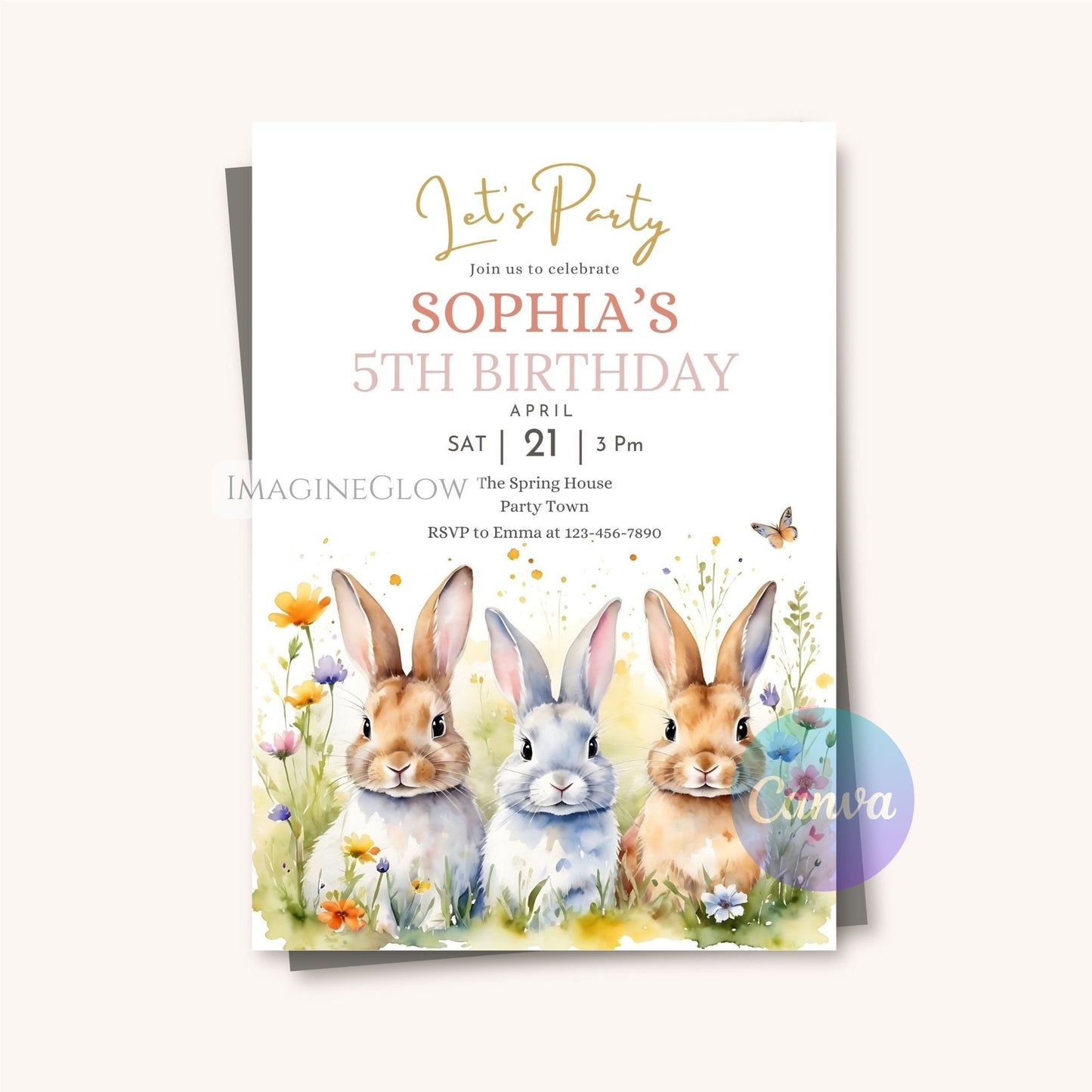 spring animal birthday party invite
