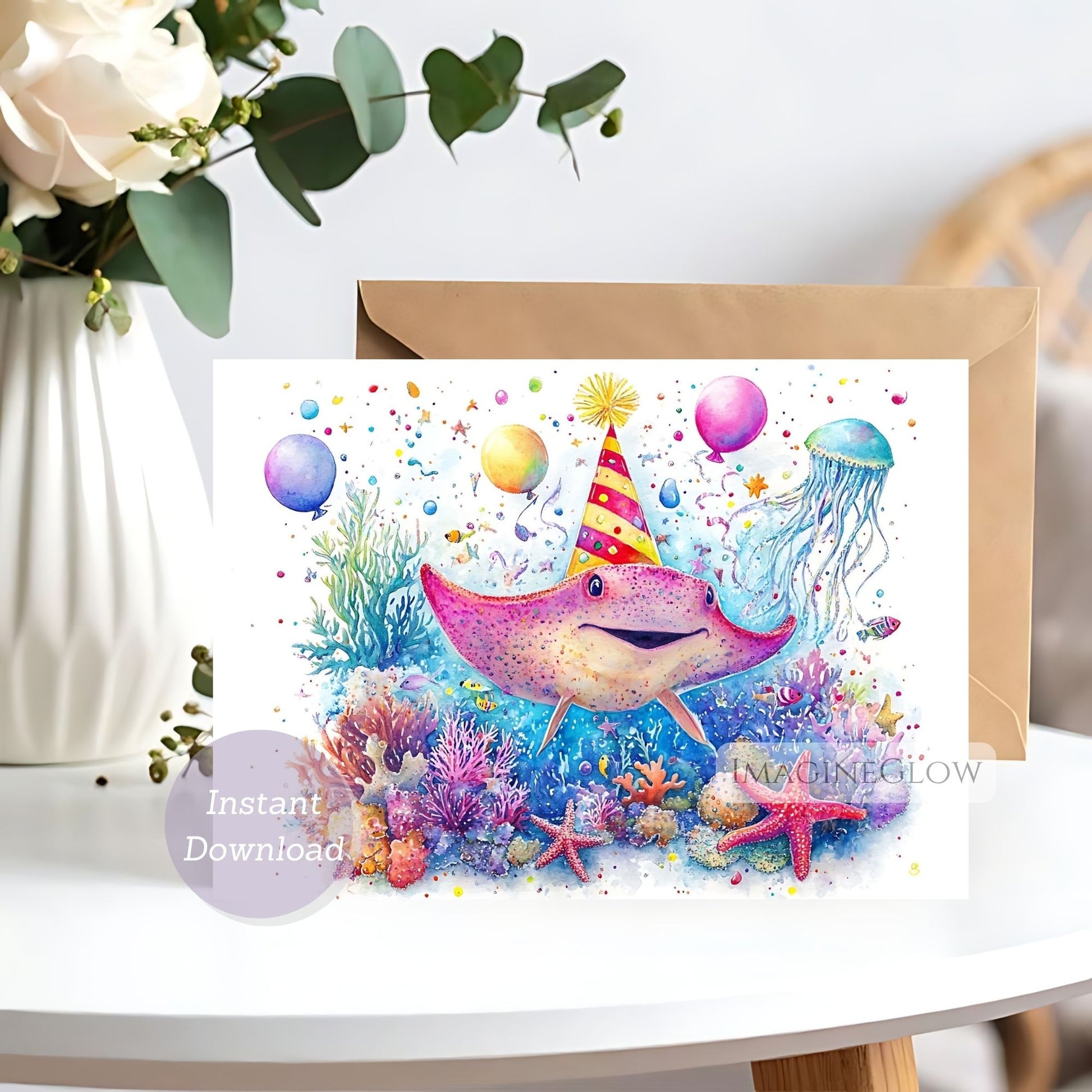 stingray birthday card
ocean theme stingray greeting card
printable stingray birthday card
