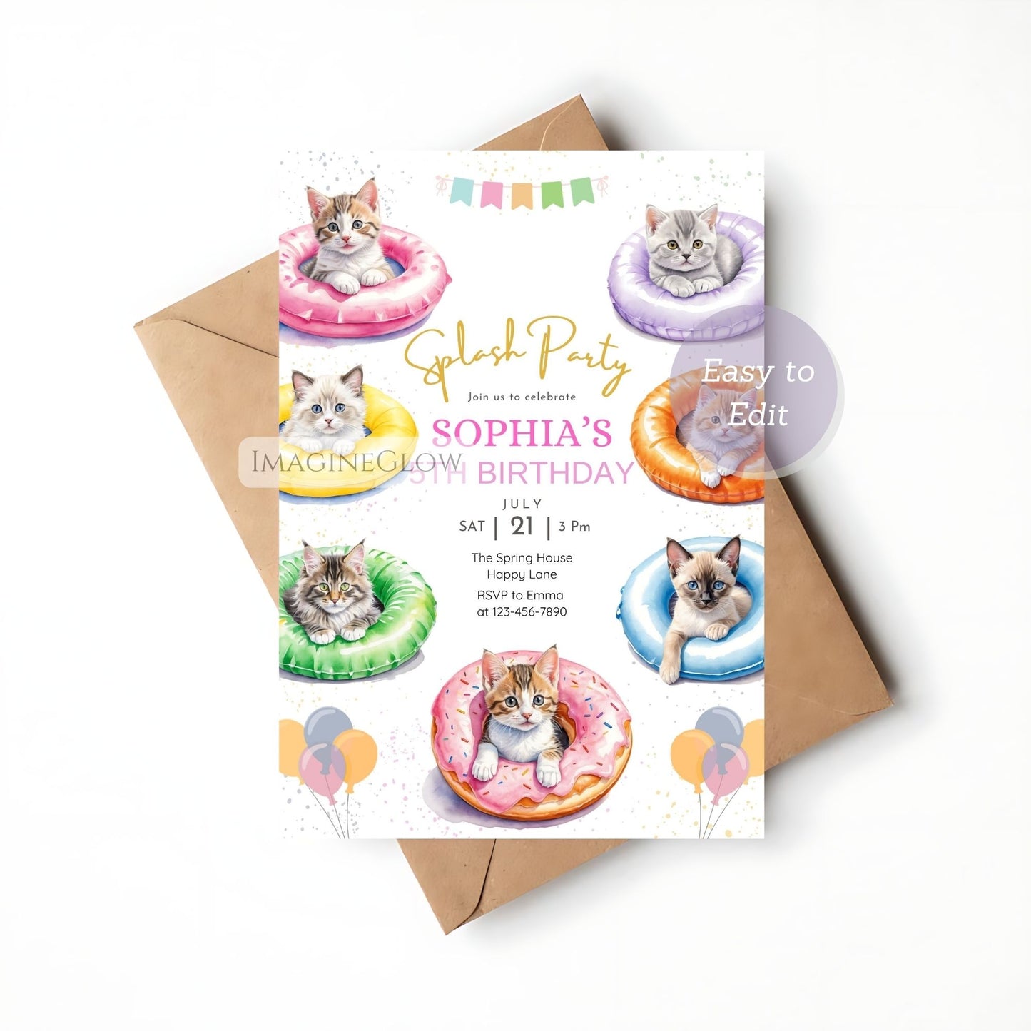 editable summer beach pool invite