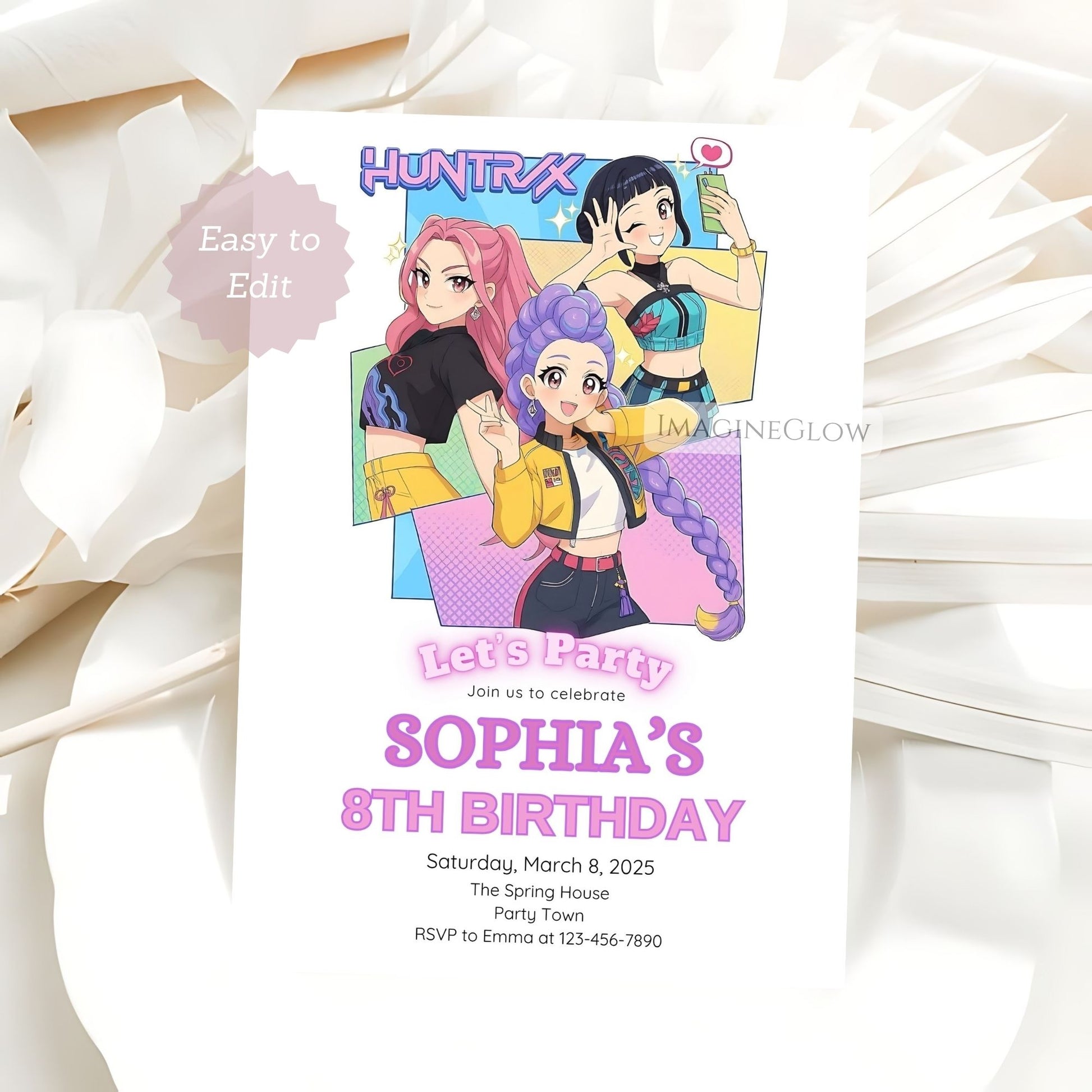 teen kpop party invitation
unique kpop themed invite