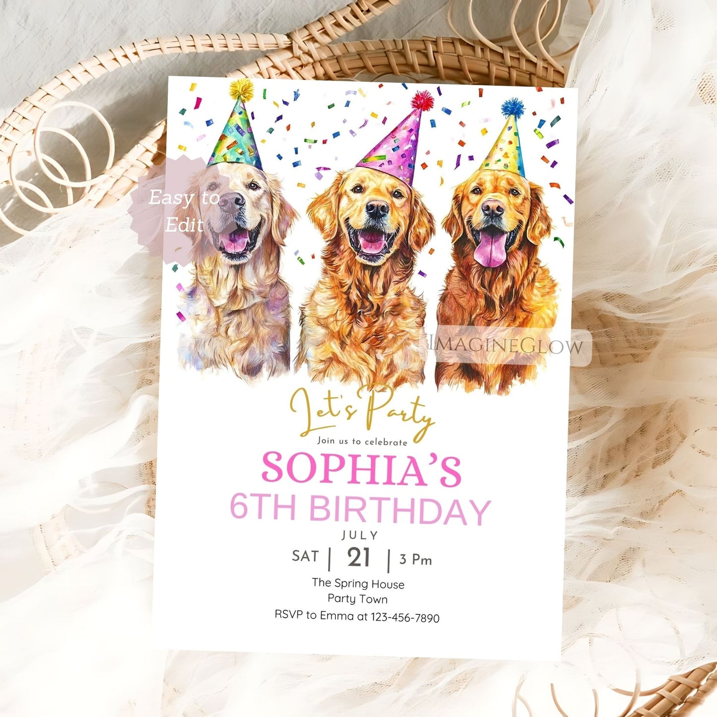 three labrador birthday invitation
printable dog party invitation
