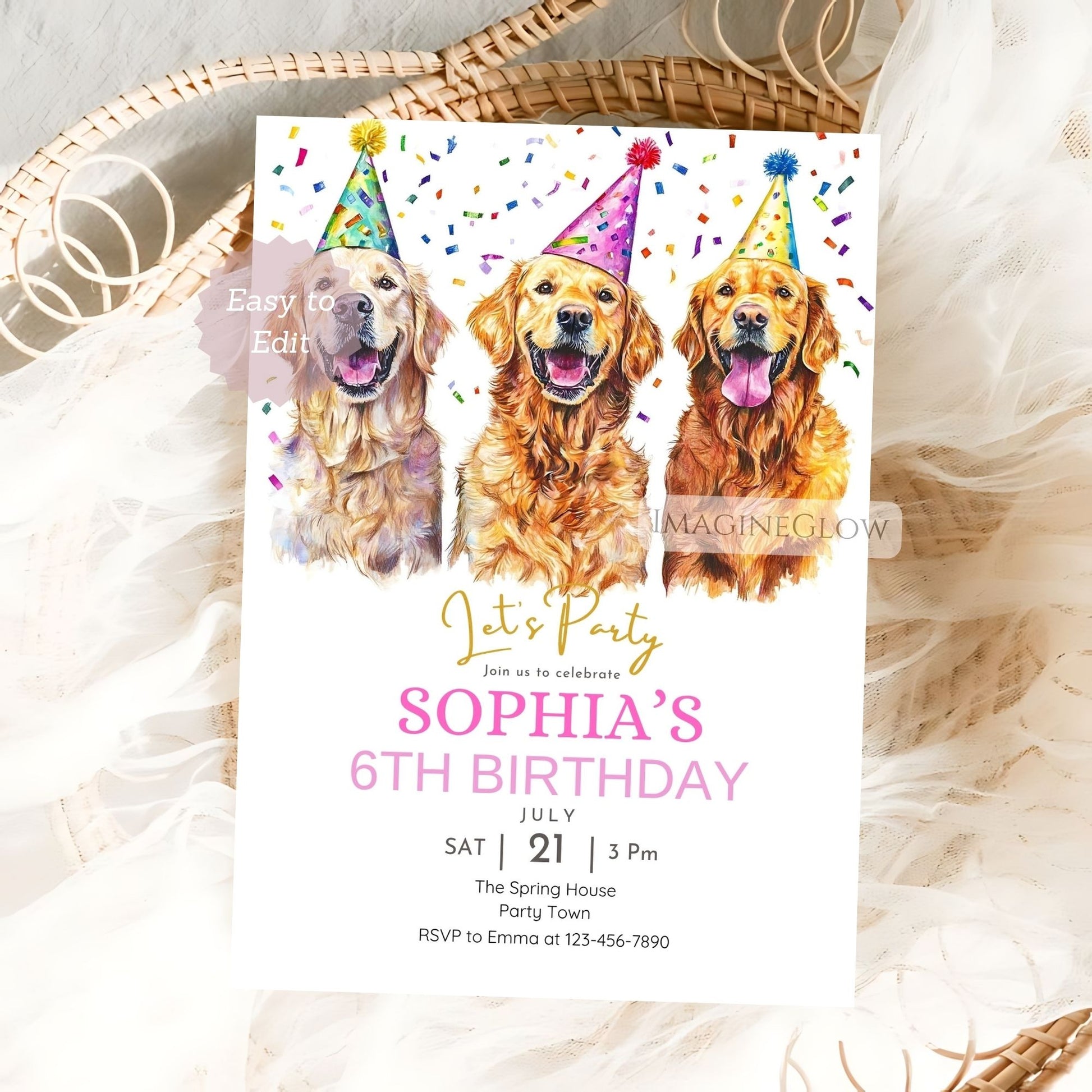 three labrador birthday invitation
printable dog party invitation

