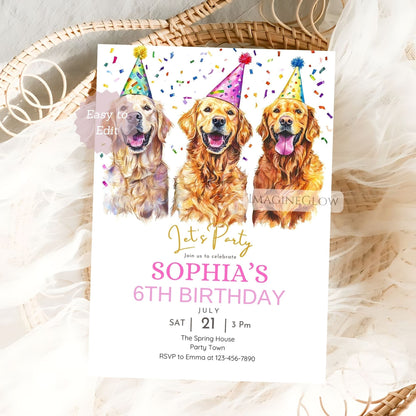 three labrador birthday invitation
printable dog party invitation
