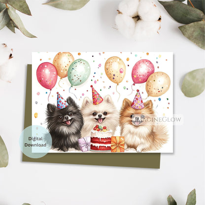 pomeranian trio birthday card
fluffy pomeranian dog card printable
