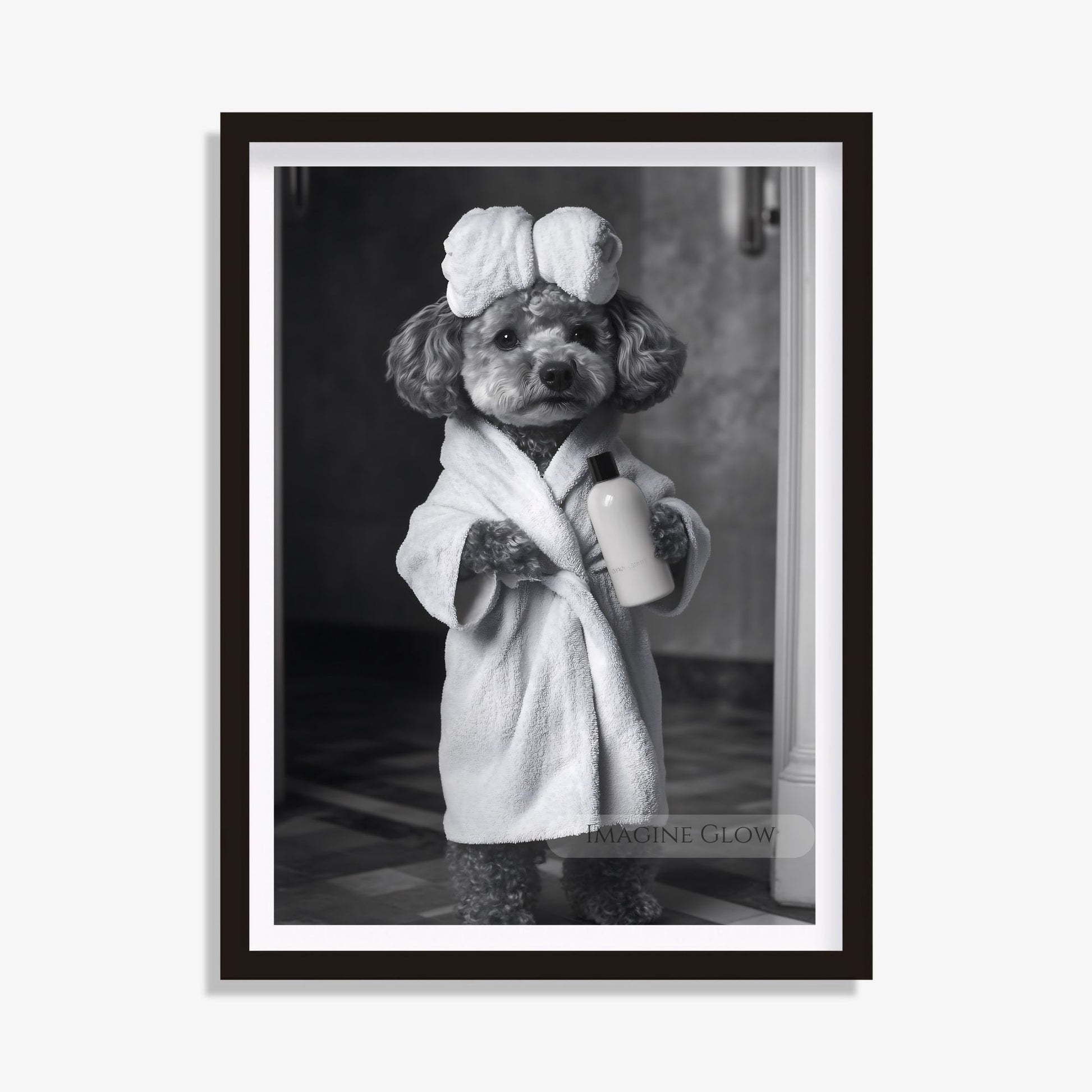 Poodle bathroom wall art black and white
