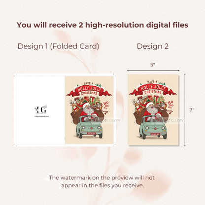 timeless santa claus holiday card printable
jolly santa christmas greeting card
