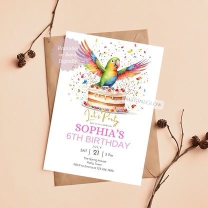 jungle parrot birthday invitation for summer party
tropical parrot printable invitation for birthday celebration
parrot b