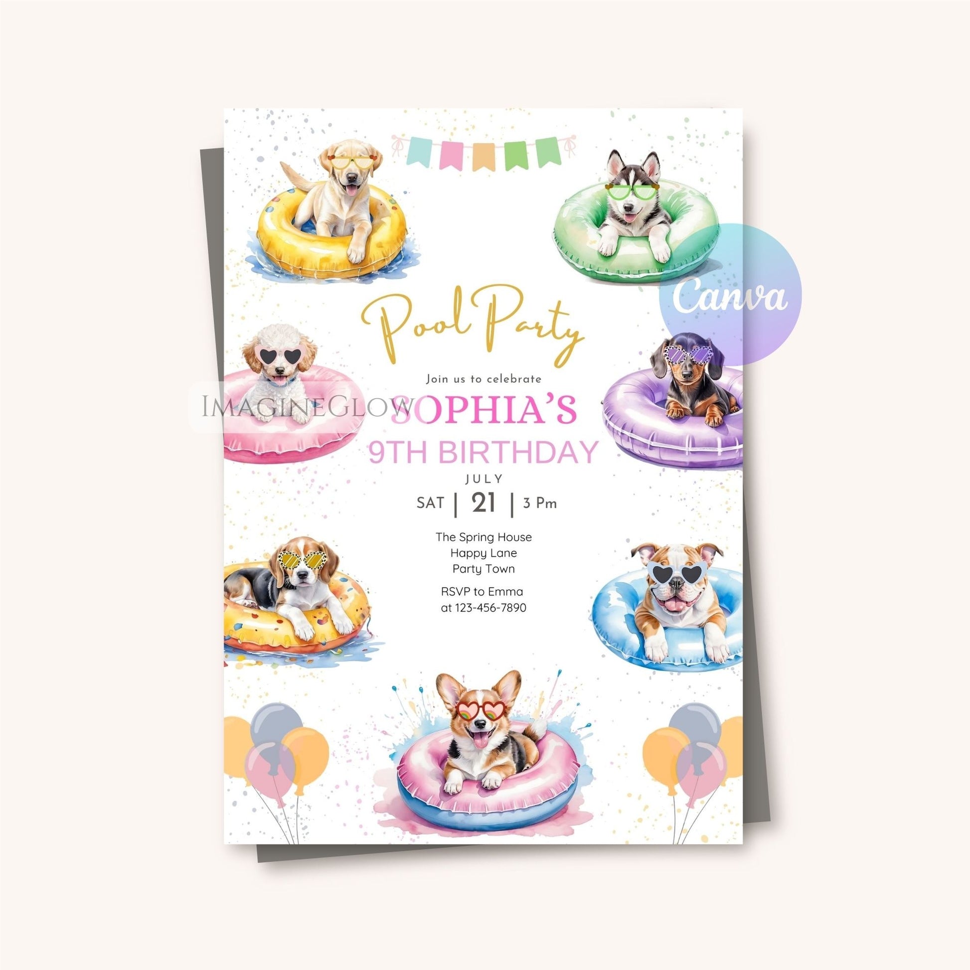dog lovers kids birthday invite

