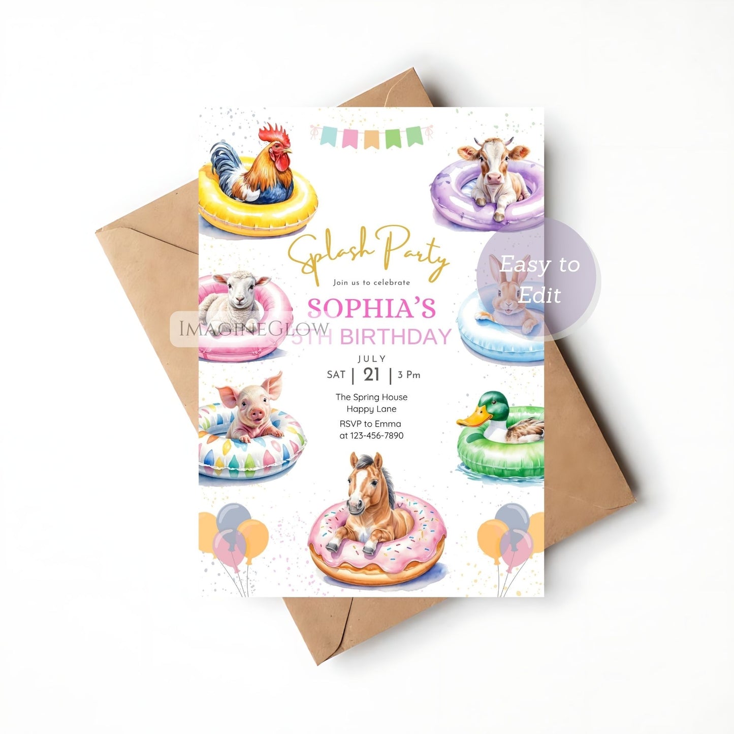 backyard pool birthday invitation
