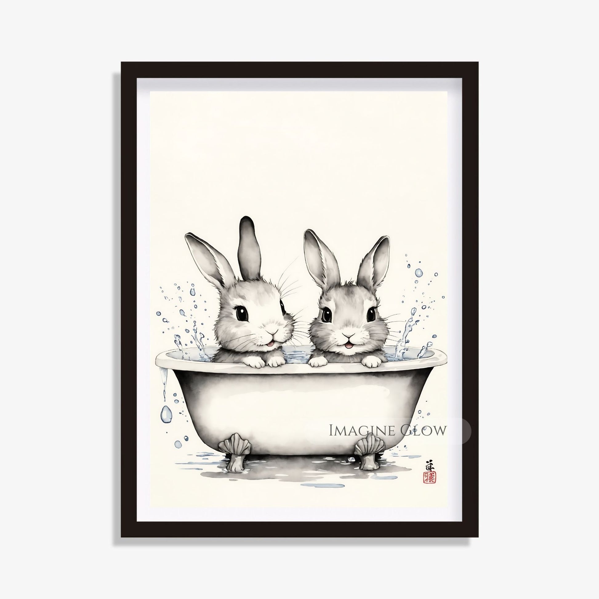 Cute bunny bathroom decor funny print
