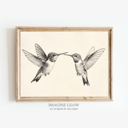 High-resolution hummingbird drawing for framing

