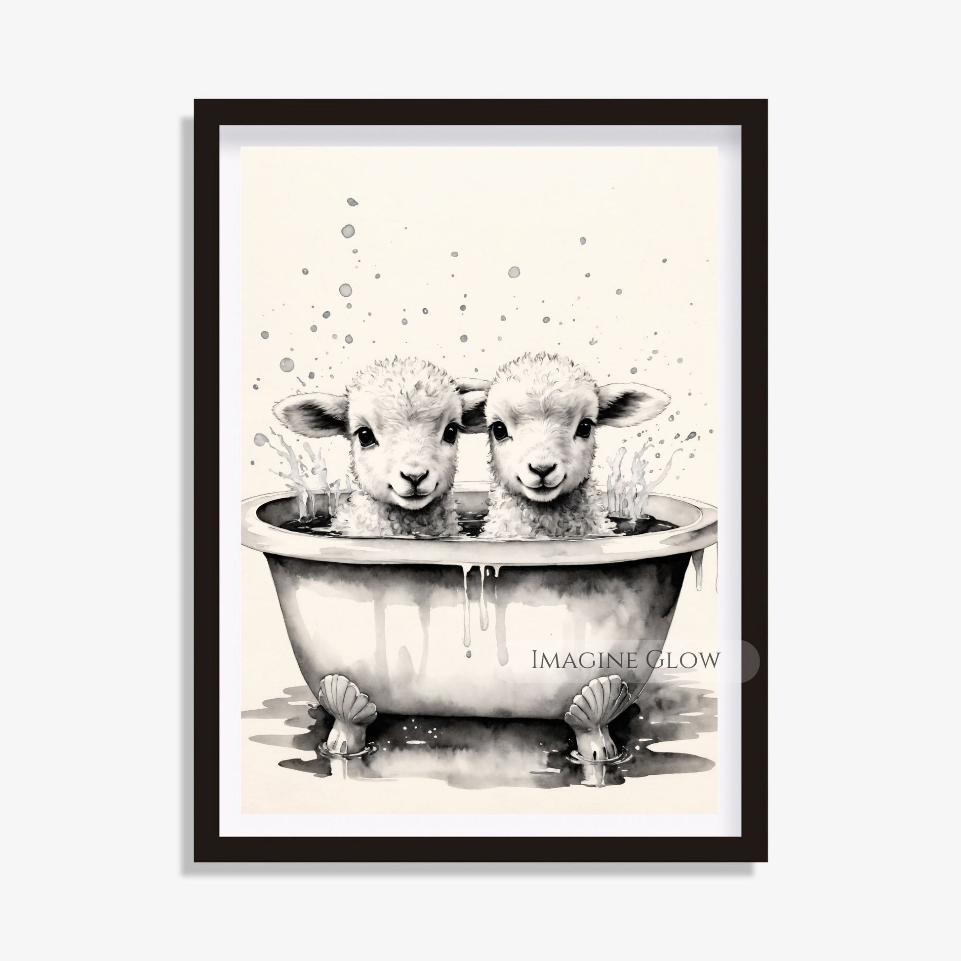 Vintage-inspired sheep bathroom print for cozy home decor
