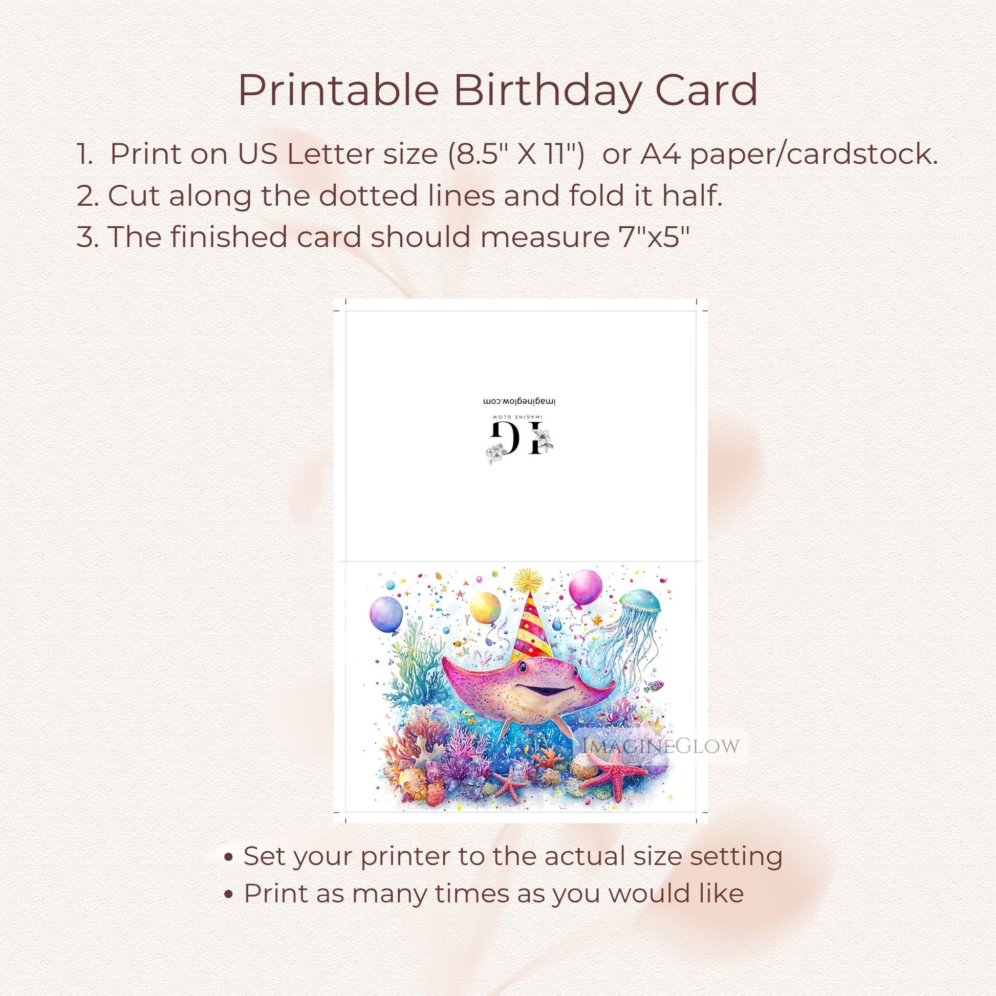 underwater theme stingray card
digital stingray birthday card