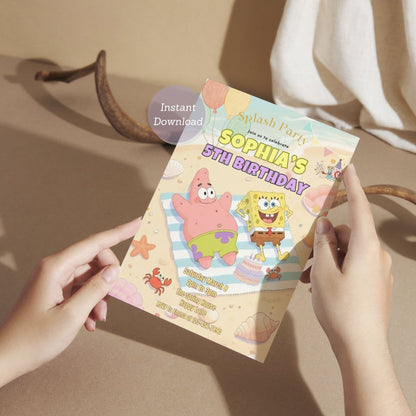 editable spongebob pool birthday invite

