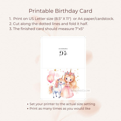 digital unicorn card for girls
magical birthday card for little girl
rainbow unicorn printable card
fantasy princess birthday card
